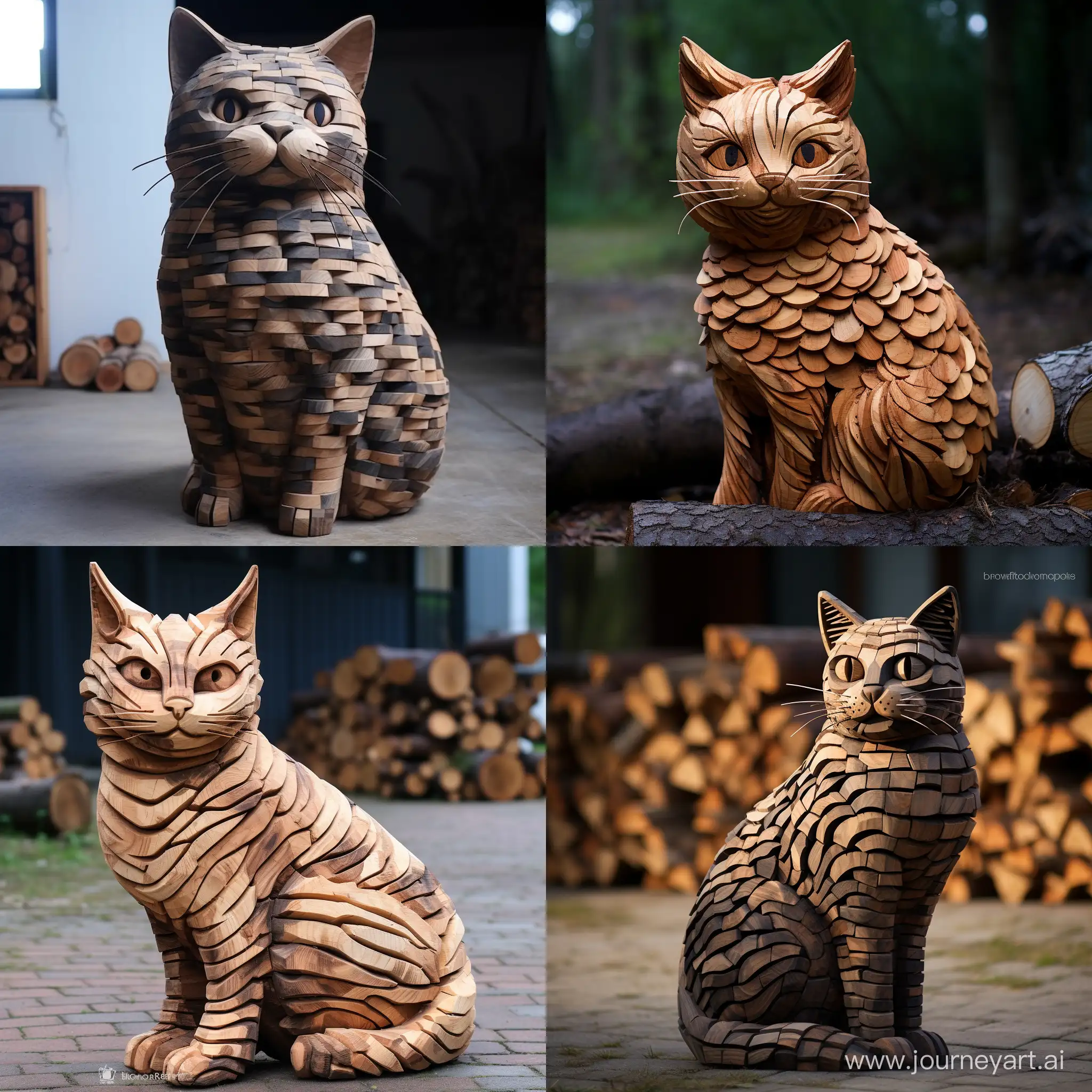 cat-shaped firewood