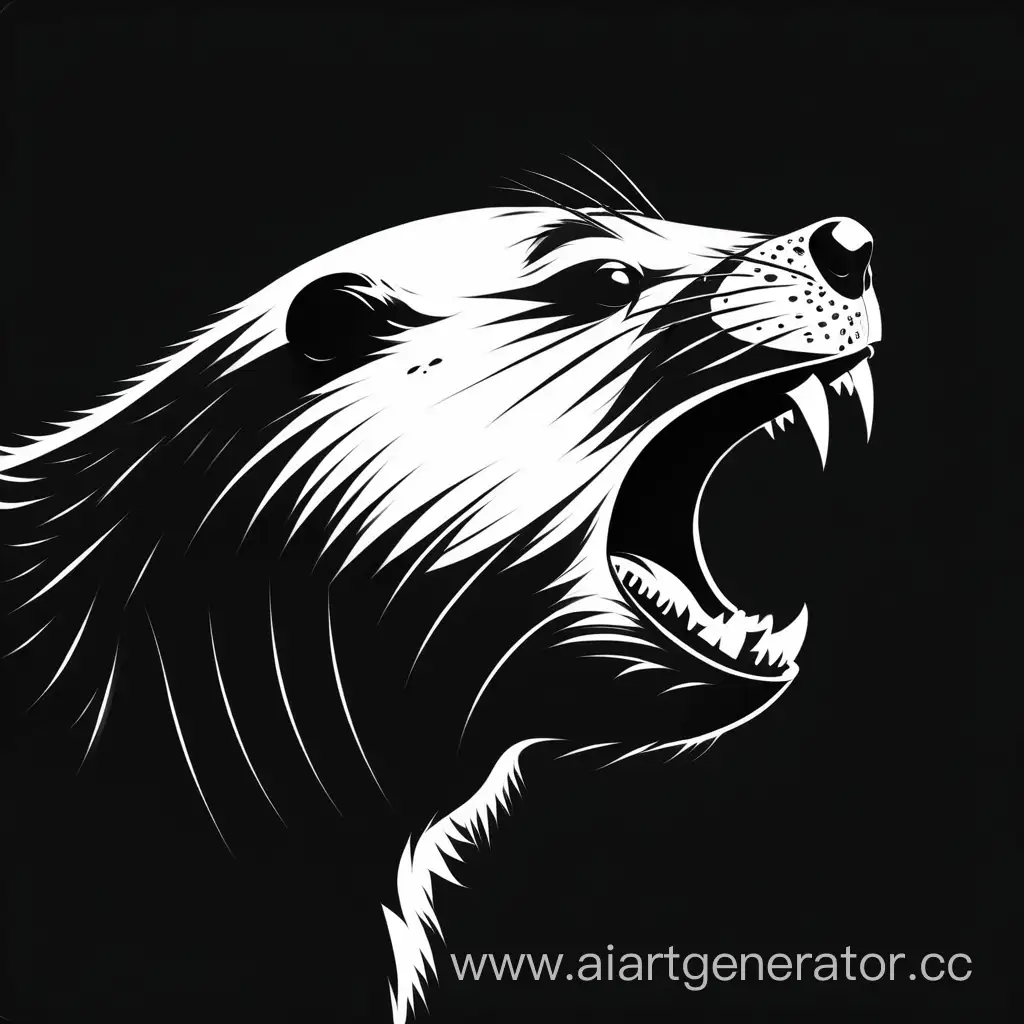 Angry-Beaver-Snarling-in-Minimalist-Black-and-White-Profile-View