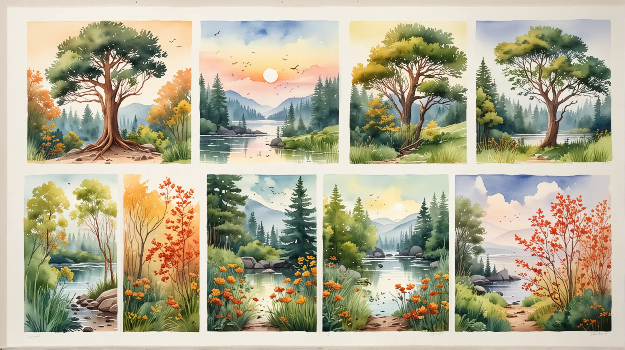watercolor Nature scenes
