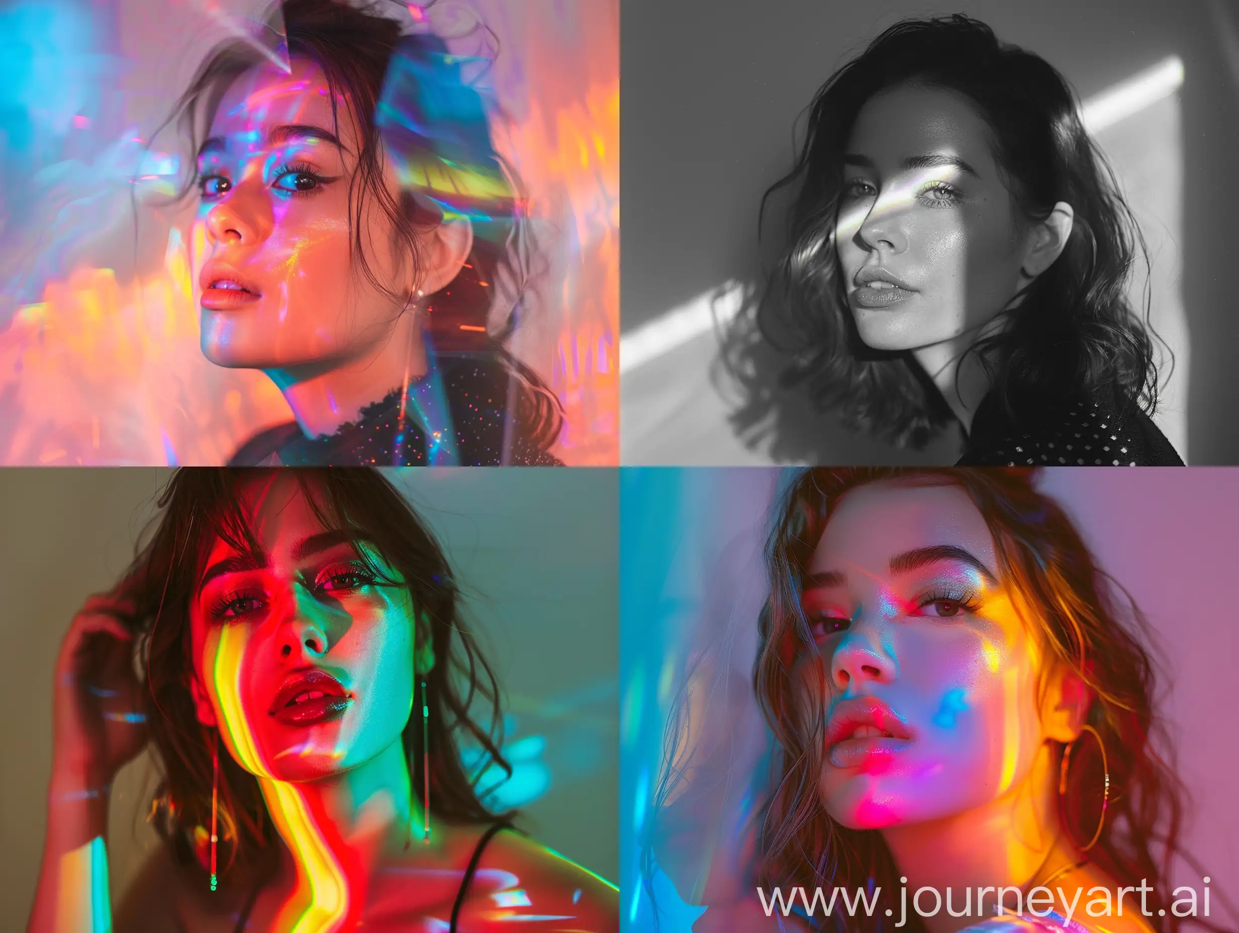 Portrait of a beautiful woman using prism photography