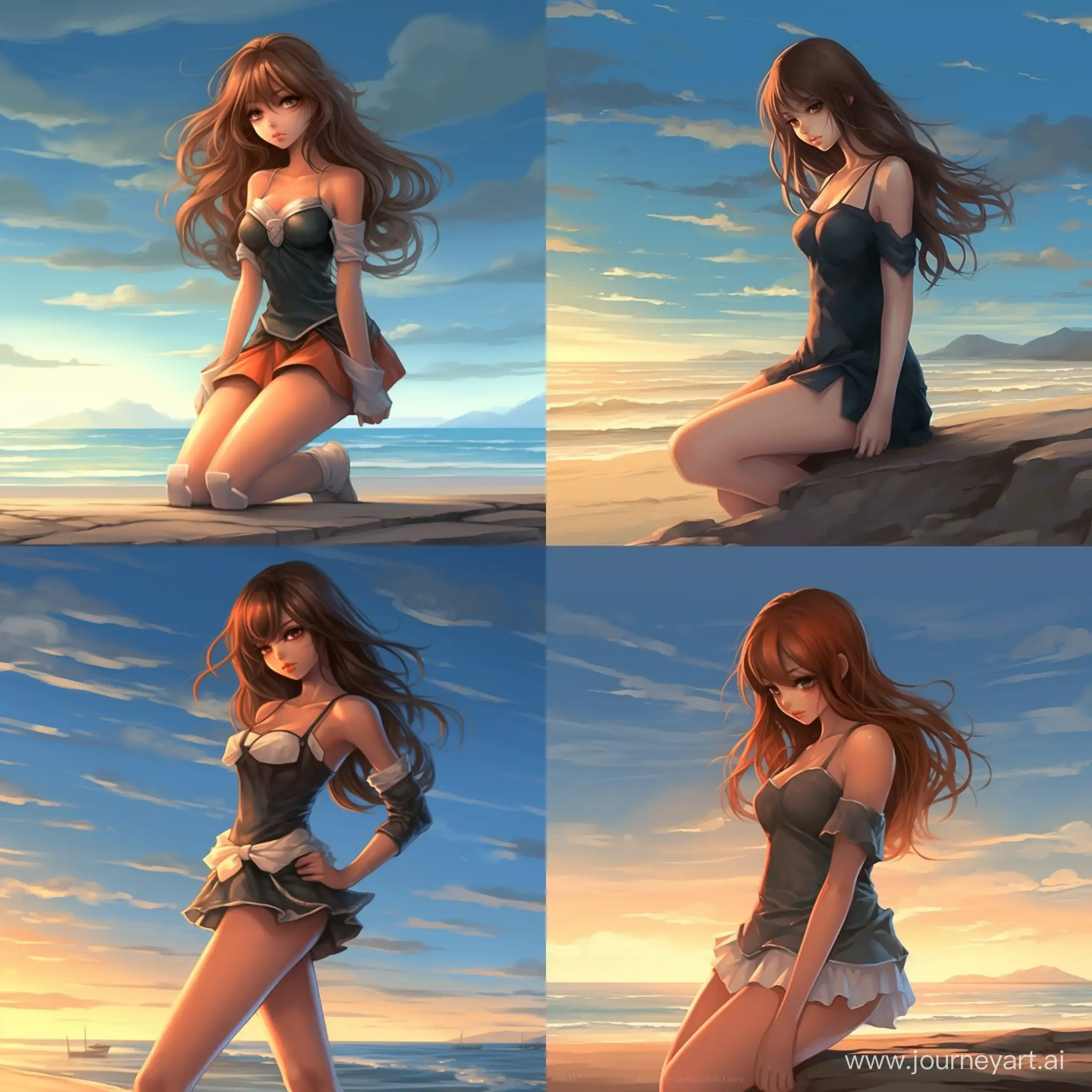 hot anime girl on beach