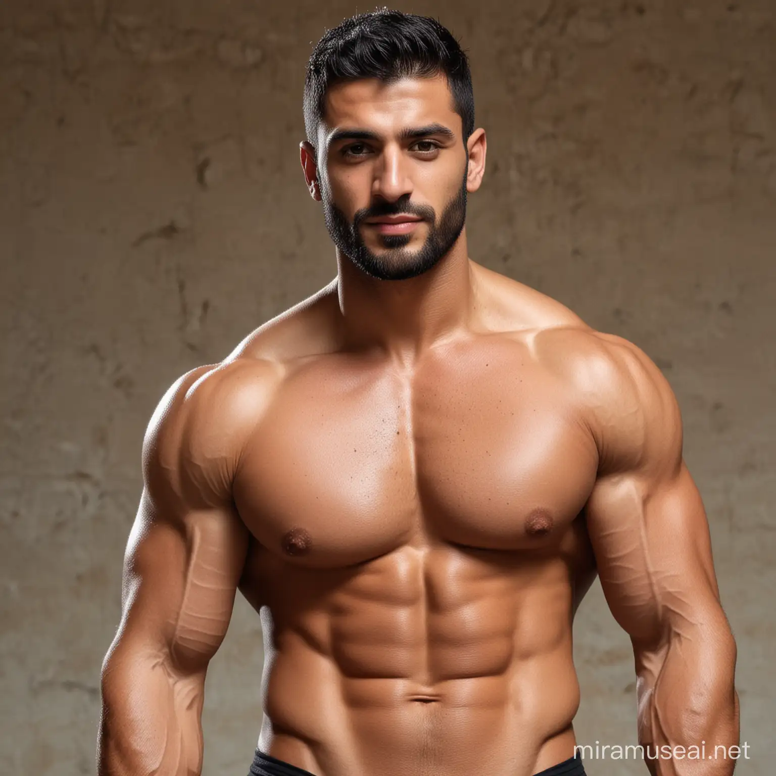 Three Muscular Male Wrestlers from Lebanon Age 34 Shirtless