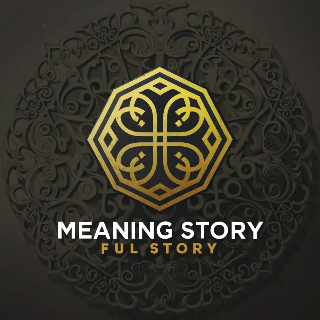 a logo design,with the text "meaning full story", main symbol:black gold,Moderate,be used in Religious industry,clear background