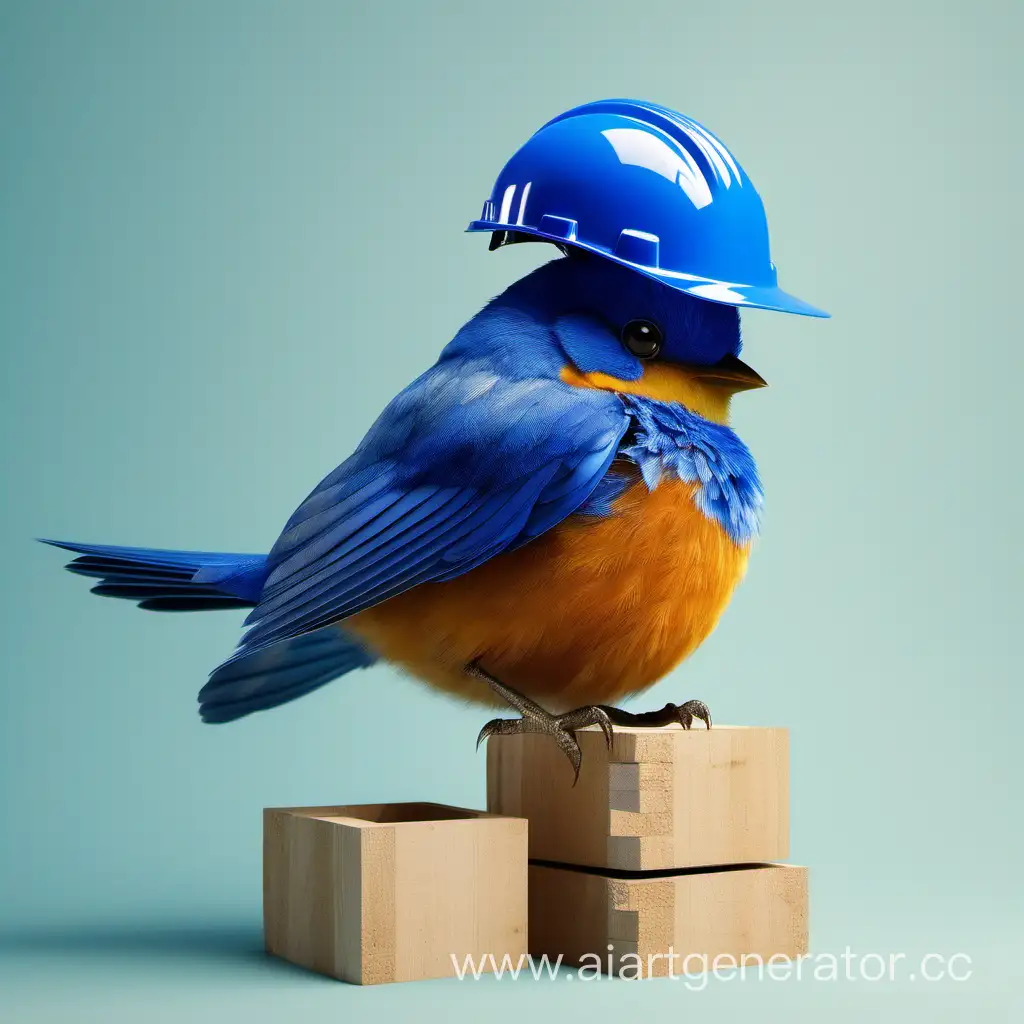 Blue-Bird-Wearing-Construction-Helmet-on-a-Sunny-Day