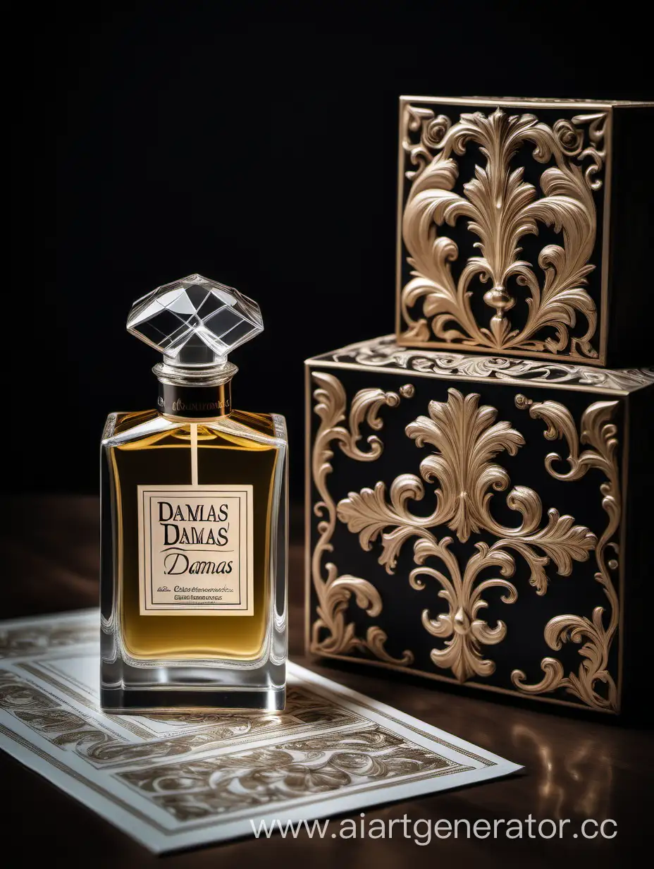 a bottle of damas cologne sitting next to a box, a flemish Baroque by Demetrios Farmakopoulos, instagram contest winner, dau-al-set, dynamic composition, contest winner, feminine