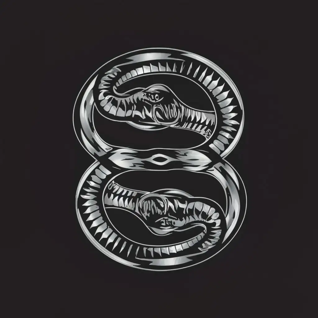 logo, snake, metal, with the text "mobius", typography