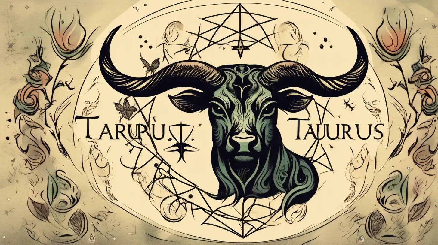 Mystical Taurus Sign Witchcraft Banner in Muted Colors