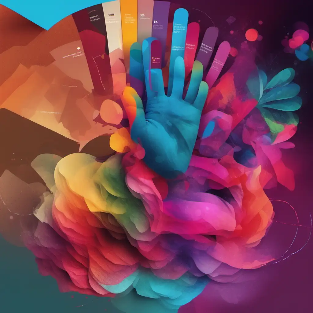 "Imagine using the colors in the image to design a visually captivating and emotionally engaging customer journey or experience. Utilize the rich palette, shades, and tones to represent various stages  experience survey of perception and quality



