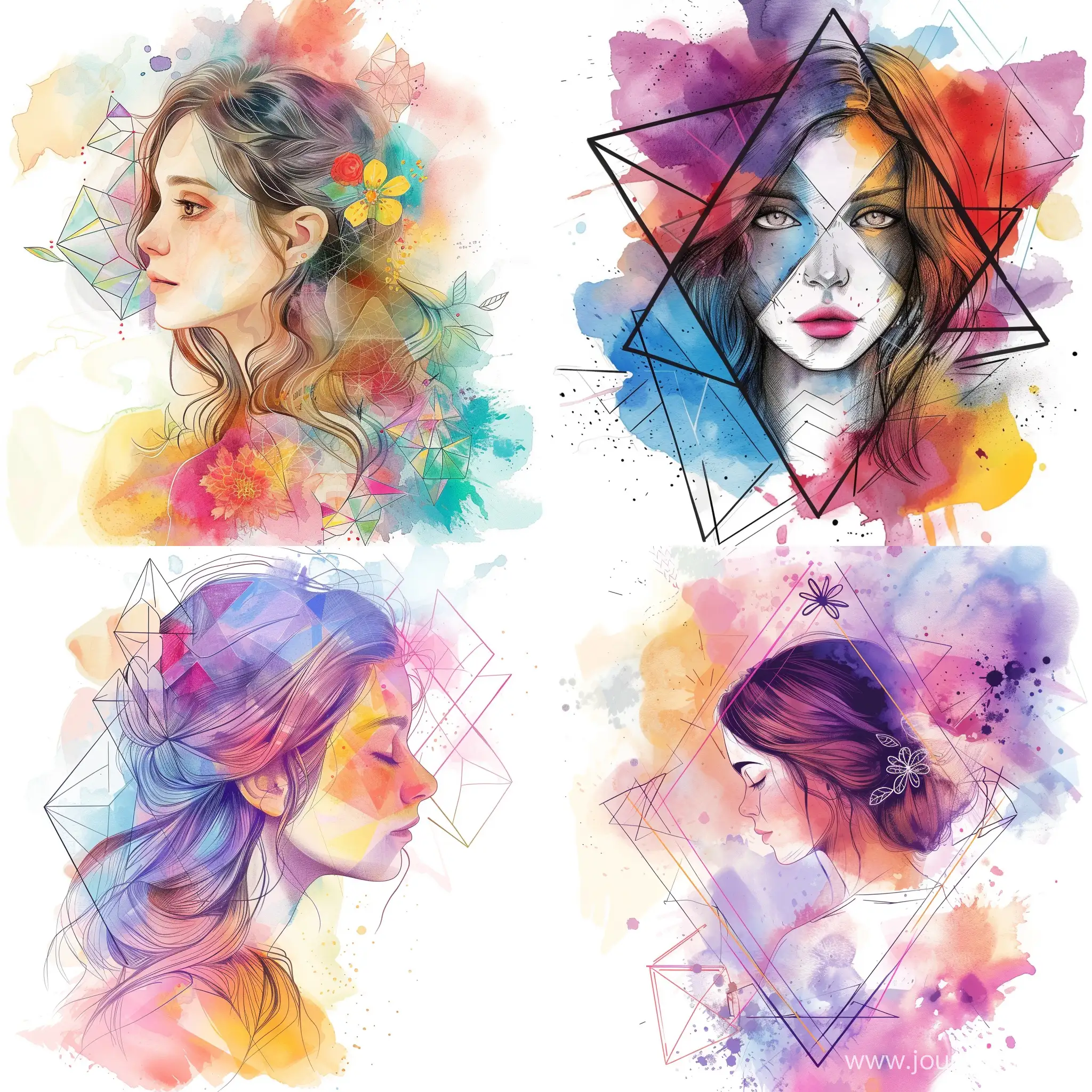 Aspiring-Graphic-Designer-Sketching-Romantic-Watercolor-Geometric-Shapes