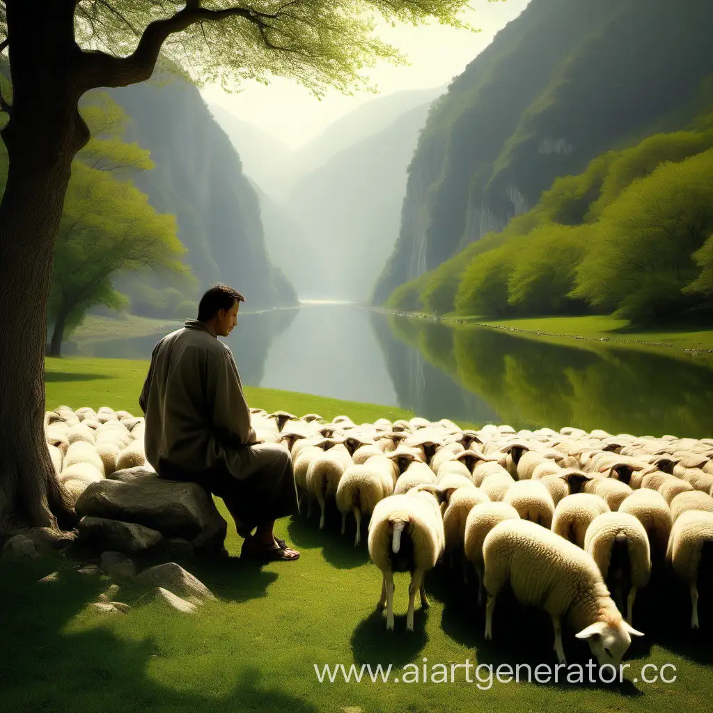 Contemplative-Shepherd-Embracing-Tranquility-in-Nature