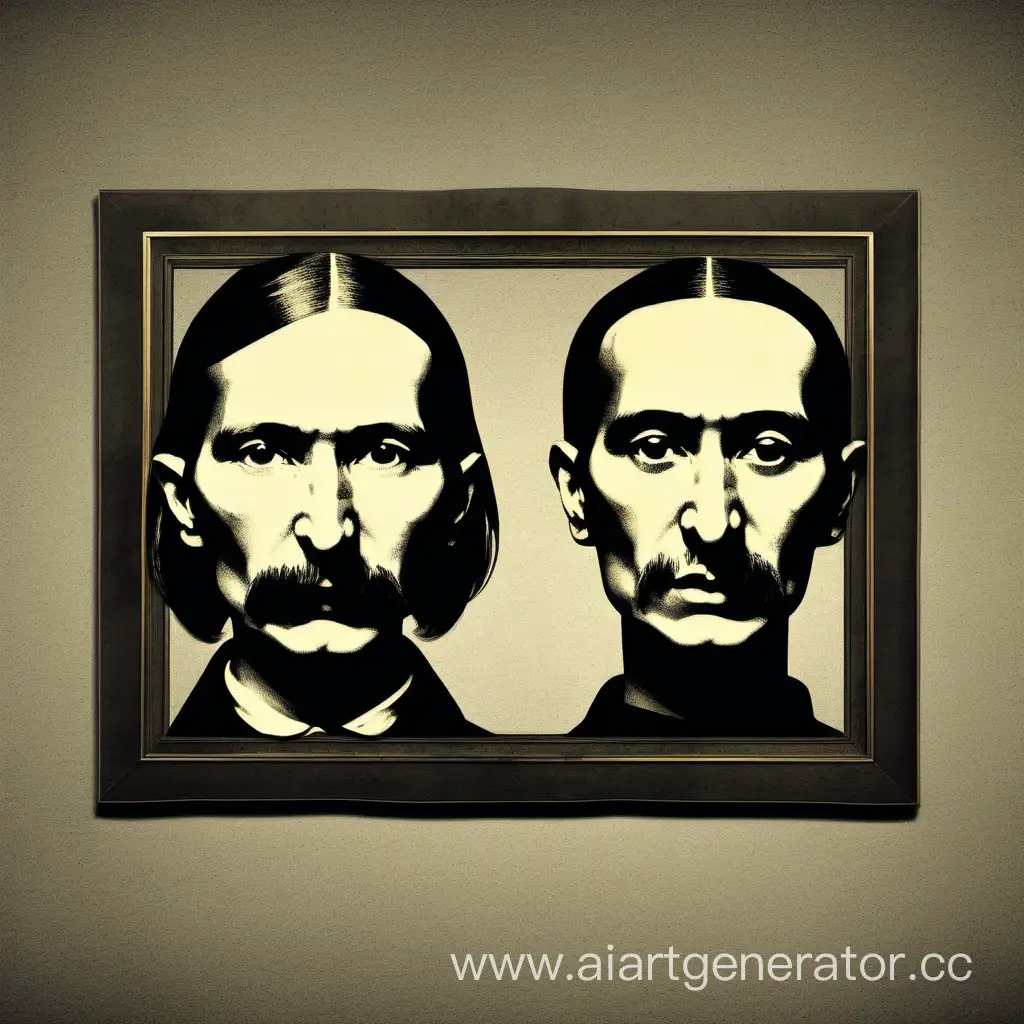 make a portrait of Brecht and Gogol in the same face