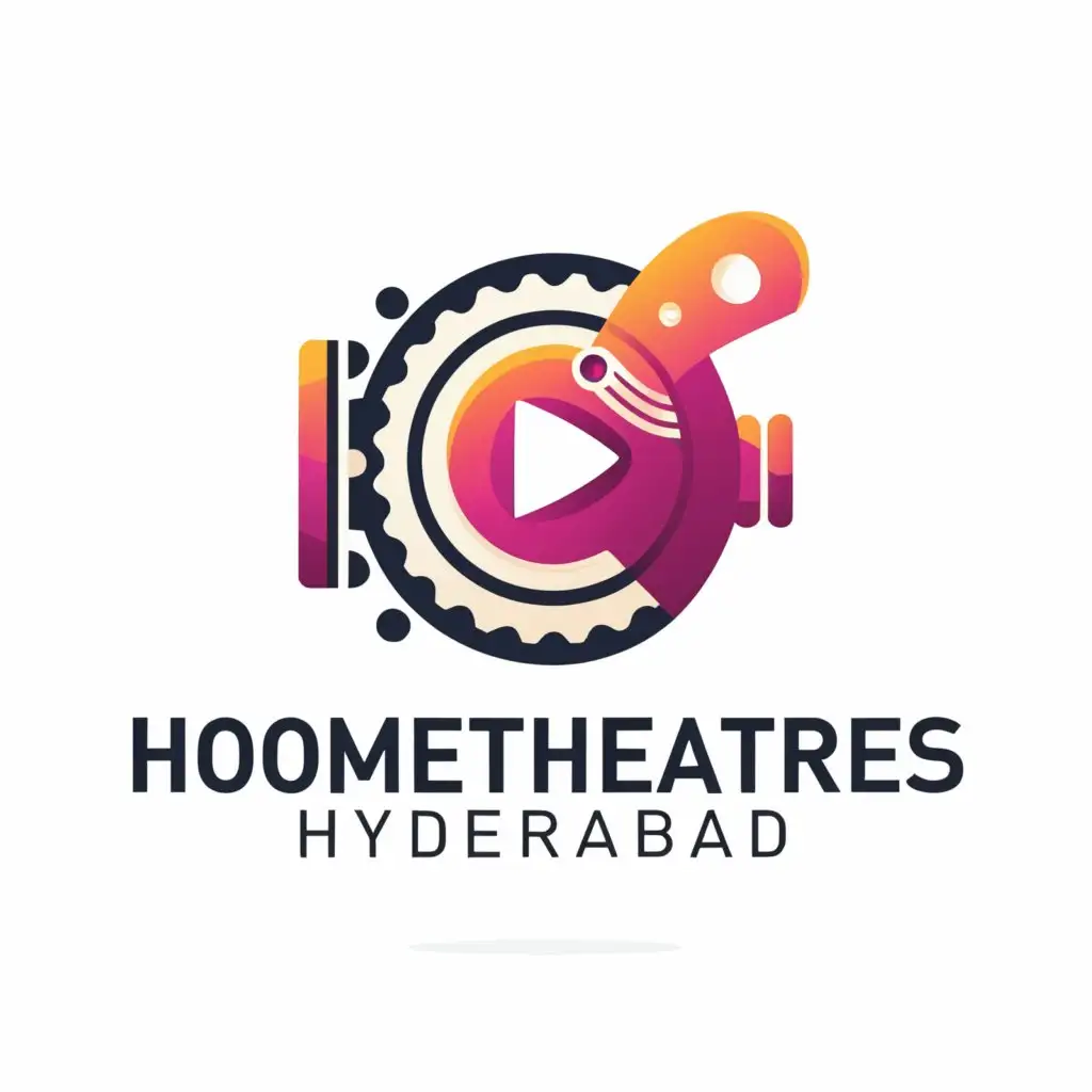 a logo design,with the text "HomeTheatres Hyderabad", main symbol:Video camera,Moderate,clear background