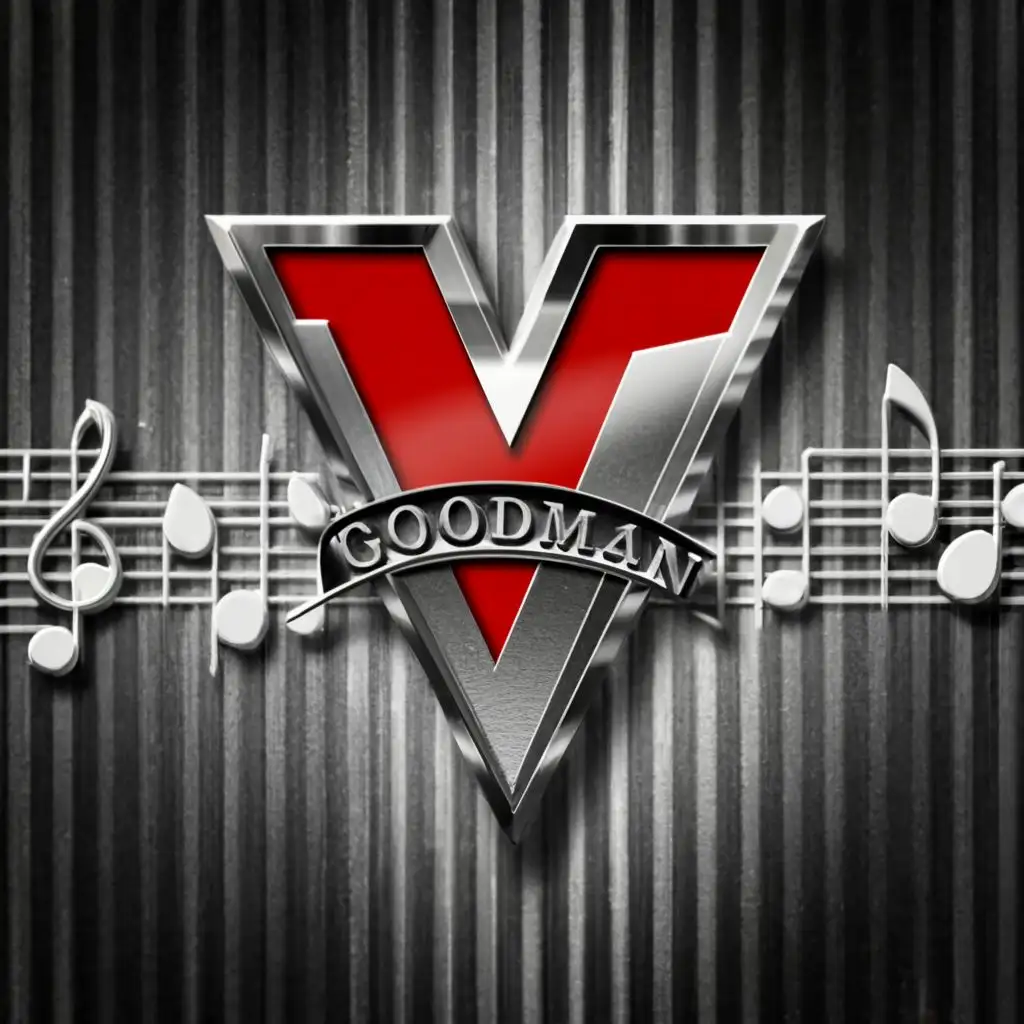 LOGO-Design-For-Goodman-Music-Vibrant-Red-V-Typography-with-Chrome-Accent
