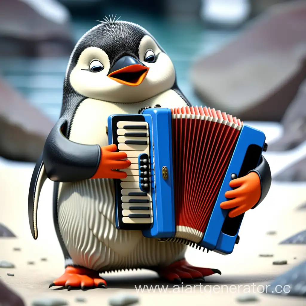 penguin plays accordion
