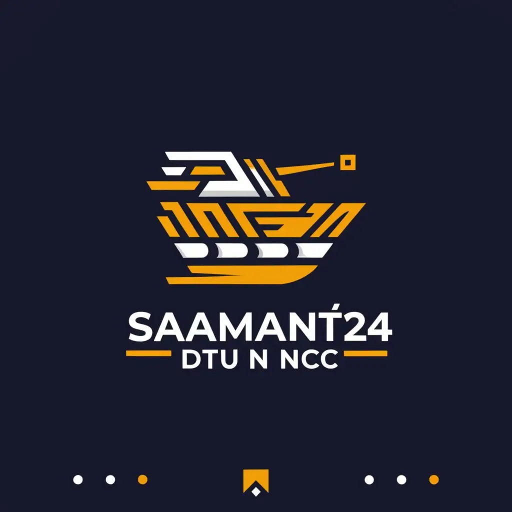 a logo design,with the text "SAAMANT'24
DTU NCC", main symbol:tank,complex,clear background