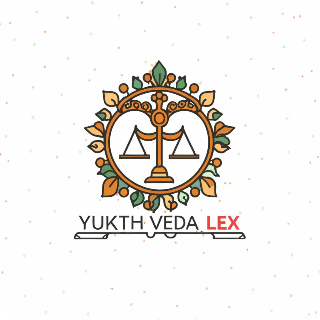 logo, use of Sanskrit language, with the text "Yukthi Veda Lex", typography, be used in Legal industry