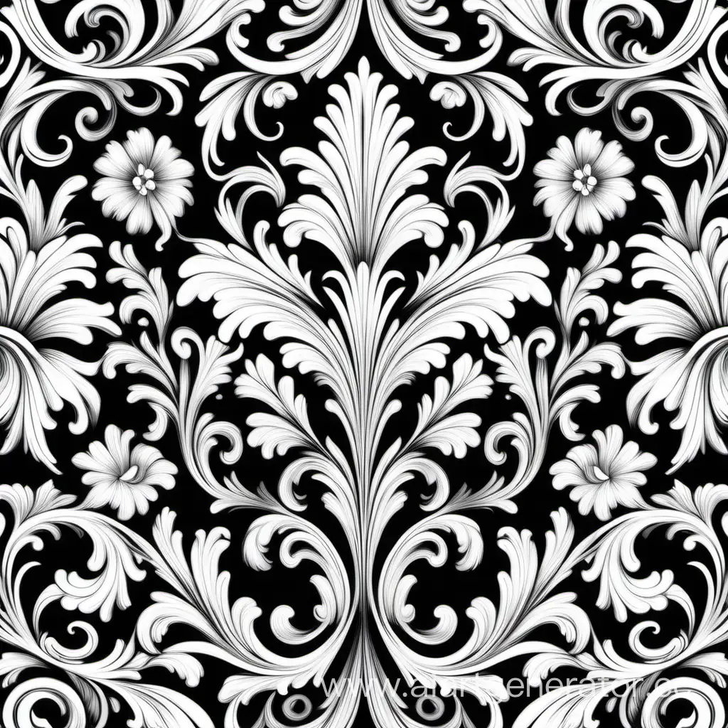 Elegant-Floral-Baroque-Pattern-in-Monochrome-Vector-Illustration