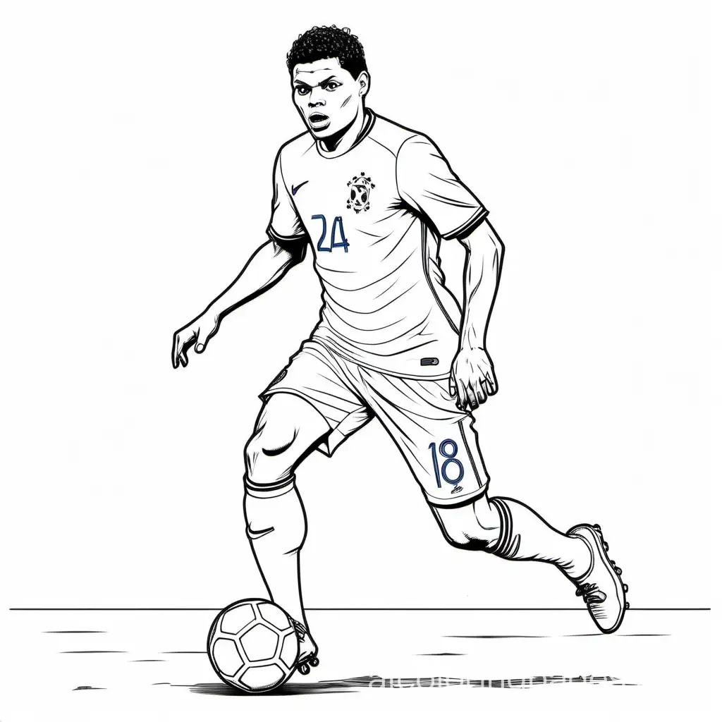 Thiago Silva, football. Brazil CBF. Coloring Page, black and white, line art, white background, Simplicity, Ample White Space. The background of the coloring page is plain white to make it easy for young children to color within the lines., Coloring Page, black and white, line art, white background, Simplicity, Ample White Space. The background of the coloring page is plain white to make it easy for young children to color within the lines. The outlines of all the subjects are easy to distinguish, making it simple for kids to color without too much difficulty