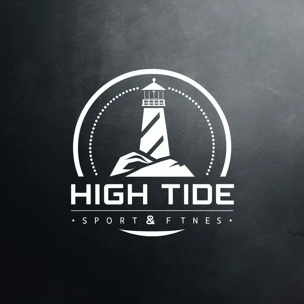 logo, Lighthouse on a rock, with the text "High Tide", typography, be used in Sports Fitness industry
