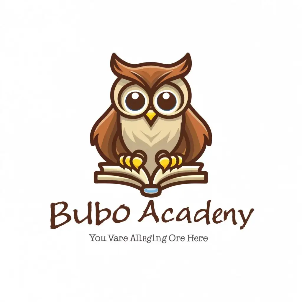 a logo design,with the text "bubo academy", main symbol:owl and book,complex,be used in Home Family industry,clear background