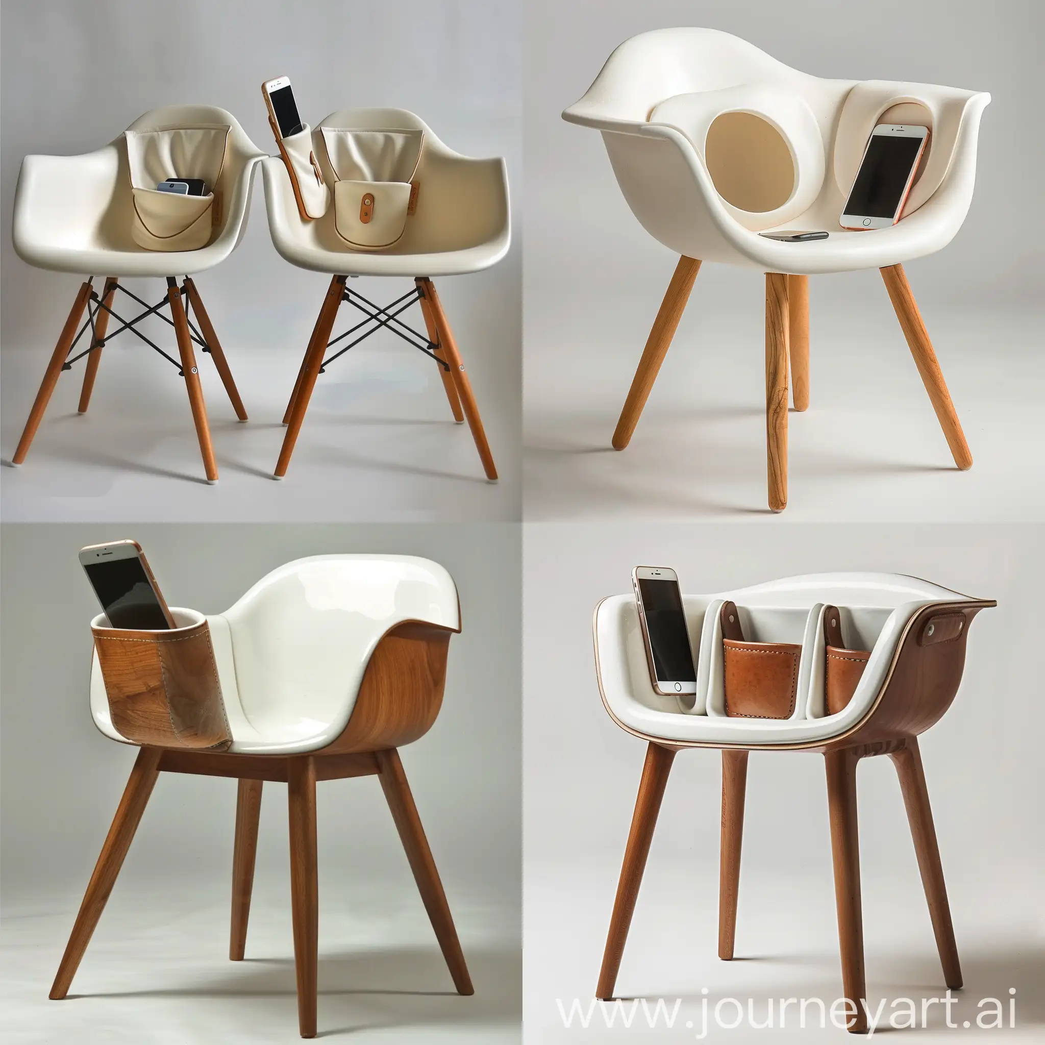 Минималистичный дизайн стульев ,стиль джапанди , скандинавский стиль , тонкие ножки , дерево , в стул встроены керамические кармашки для телефона 