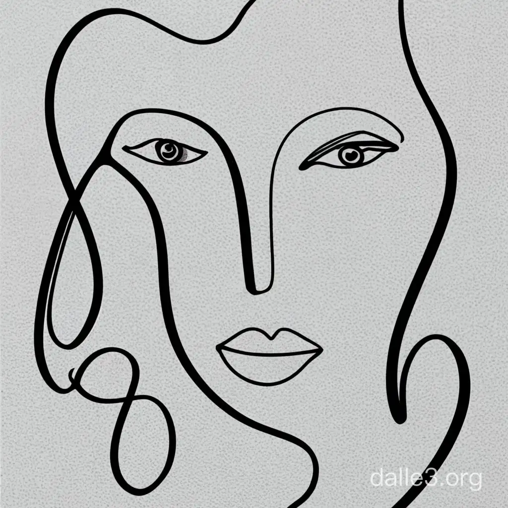 one line drawing sophistiated face of a woman long hair