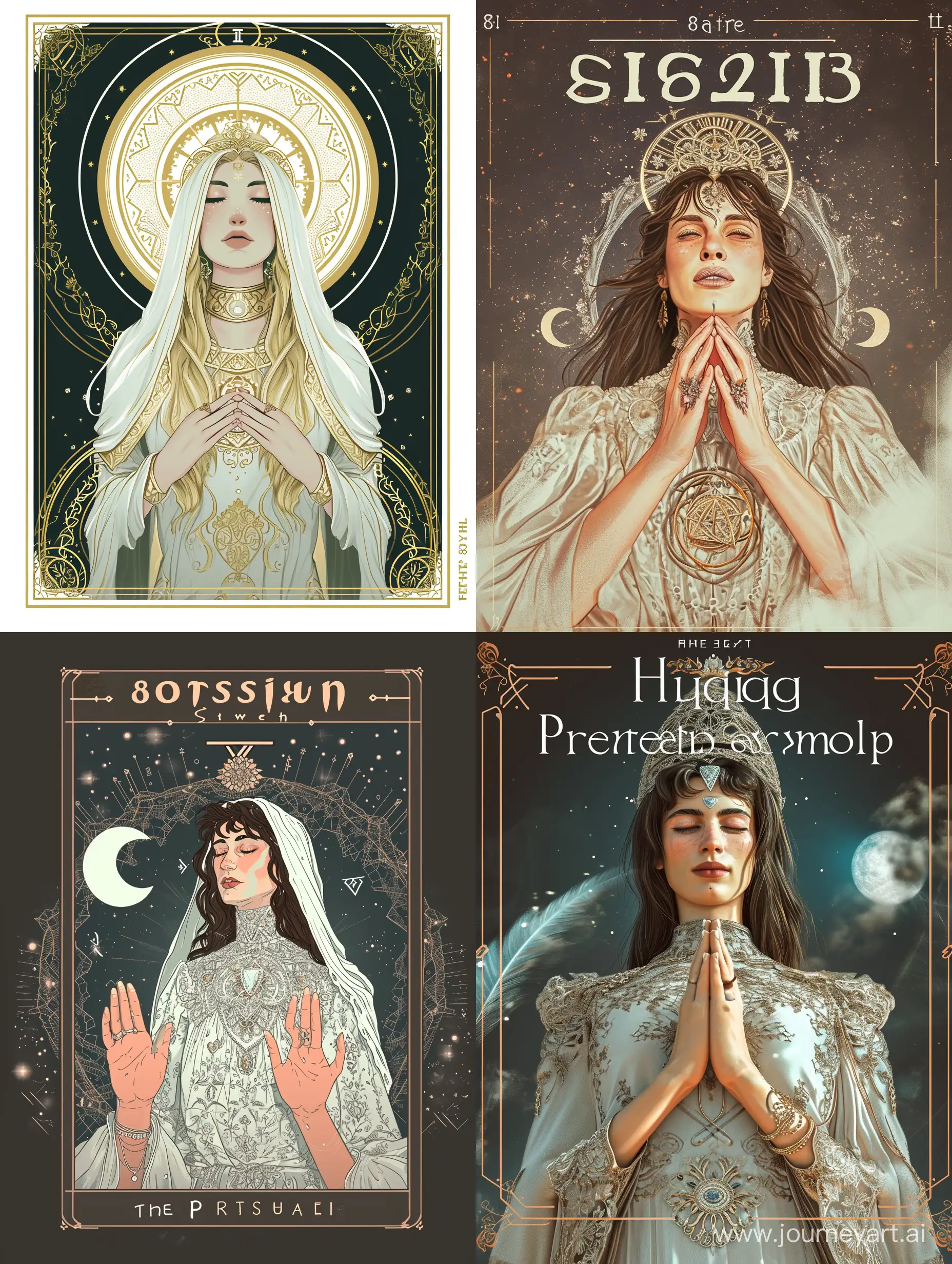 Ethereal-High-Priestess-Persephone-Tarot-Card-in-Lisa-Frank-Style