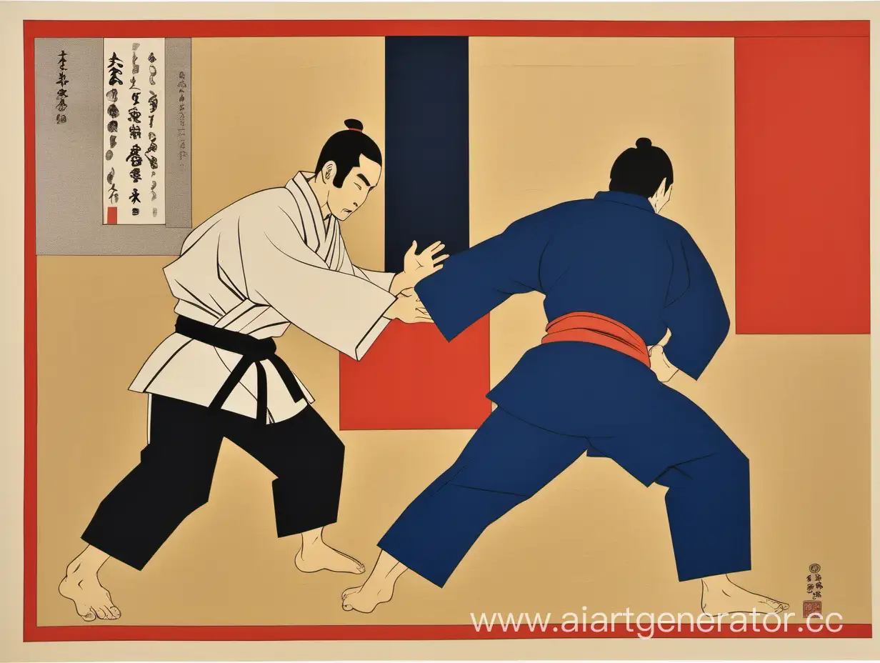 Dynamic-Judo-Movements-in-Ukiyoe-Inspired-Abstractionism-and-Suprematism