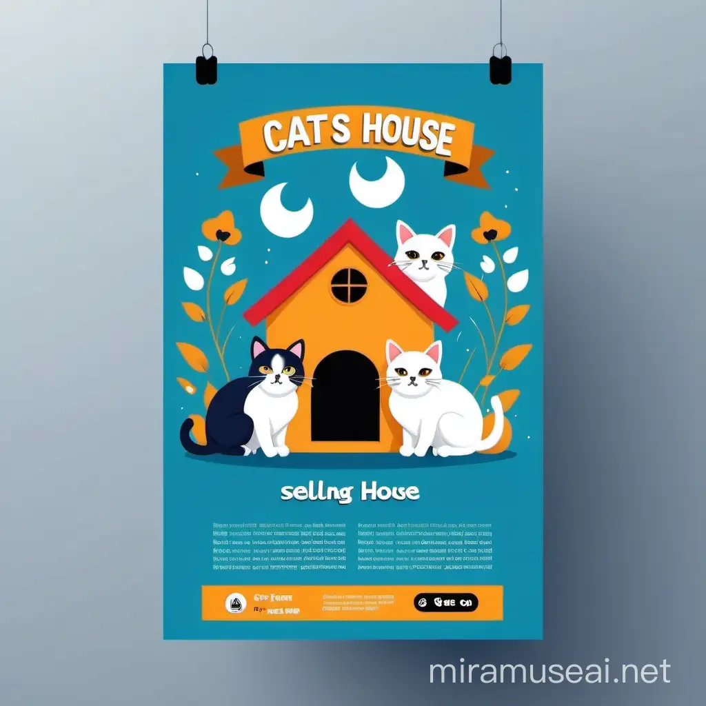 design a flyer, product selling cats house, 
vertical