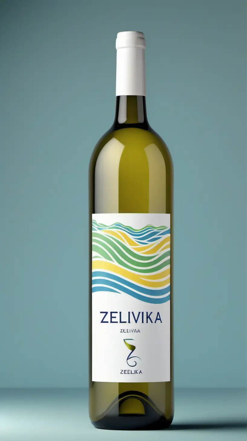 ZELIVKA Hibernal Organic White Wine Label Design with Gradient Wave
