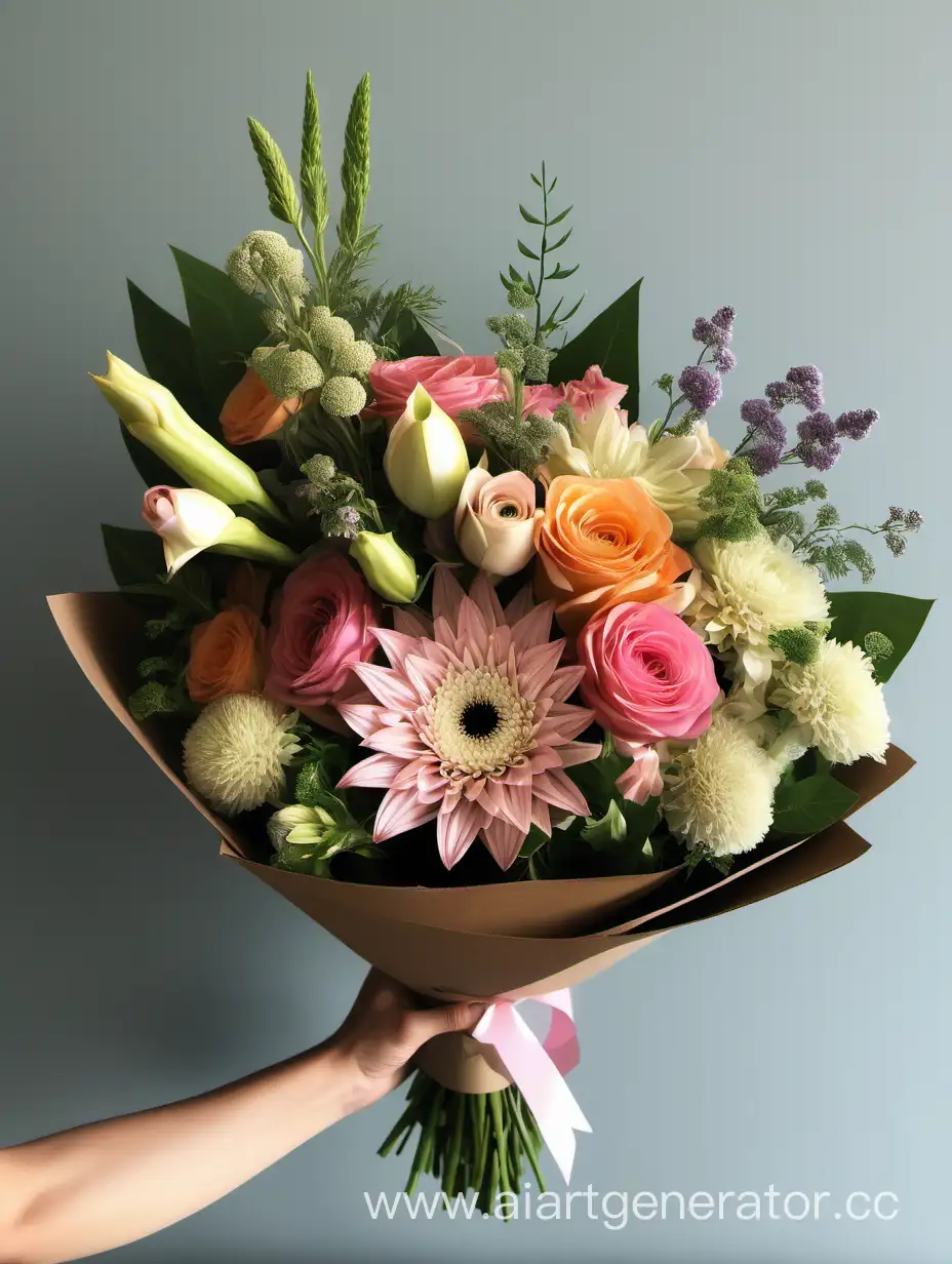 Florist-Creating-Exquisite-Unconventional-Bouquet