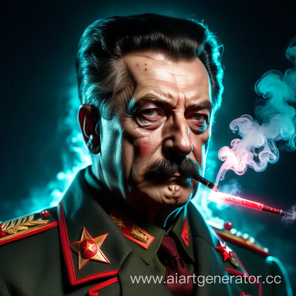 Stalin-Embracing-Cyberpunk-Vibes-with-a-Vape