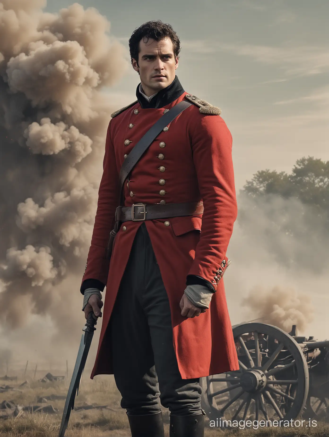 Young-English-Officer-in-Red-Coat-on-Battleground
