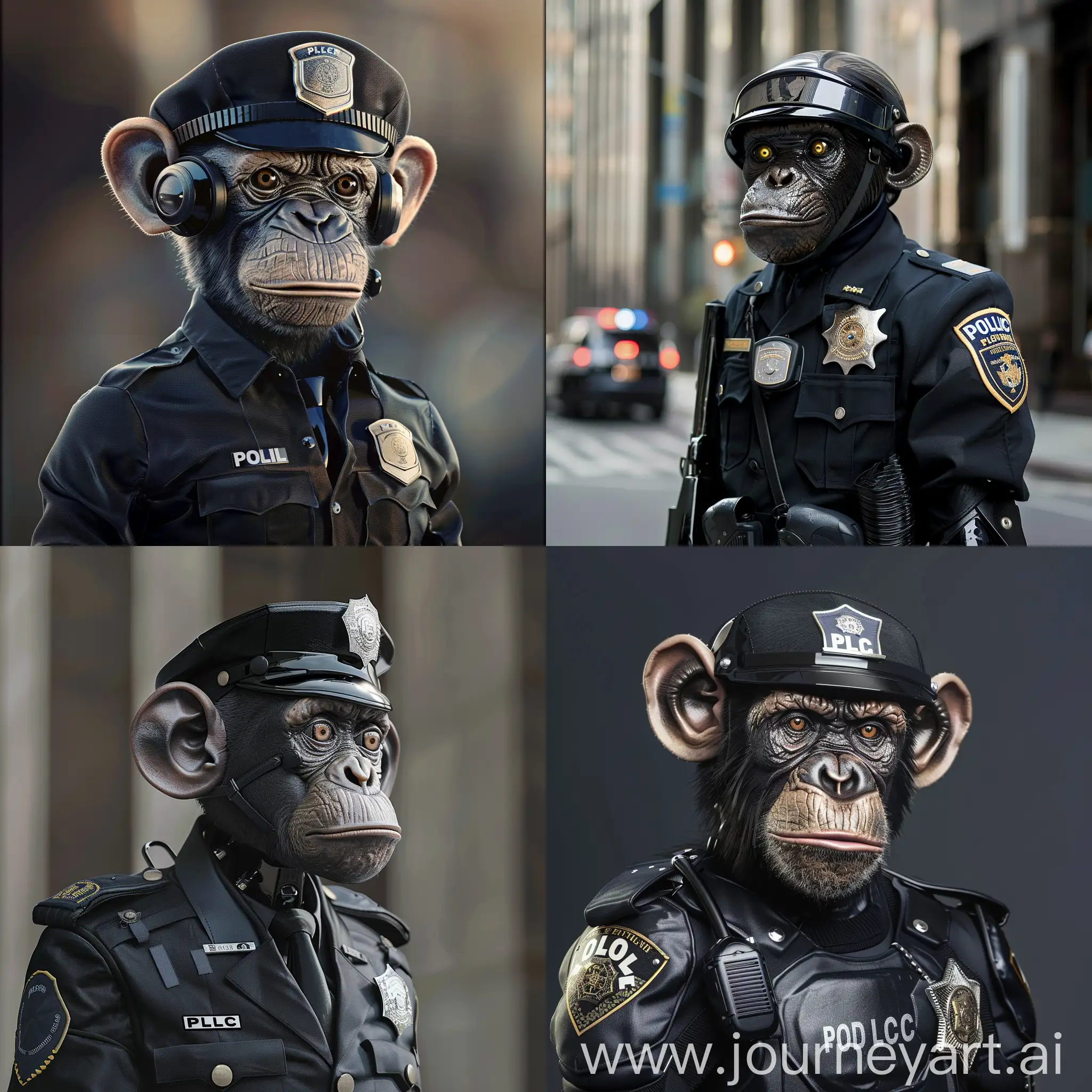 robot monkey dressed as a police officer