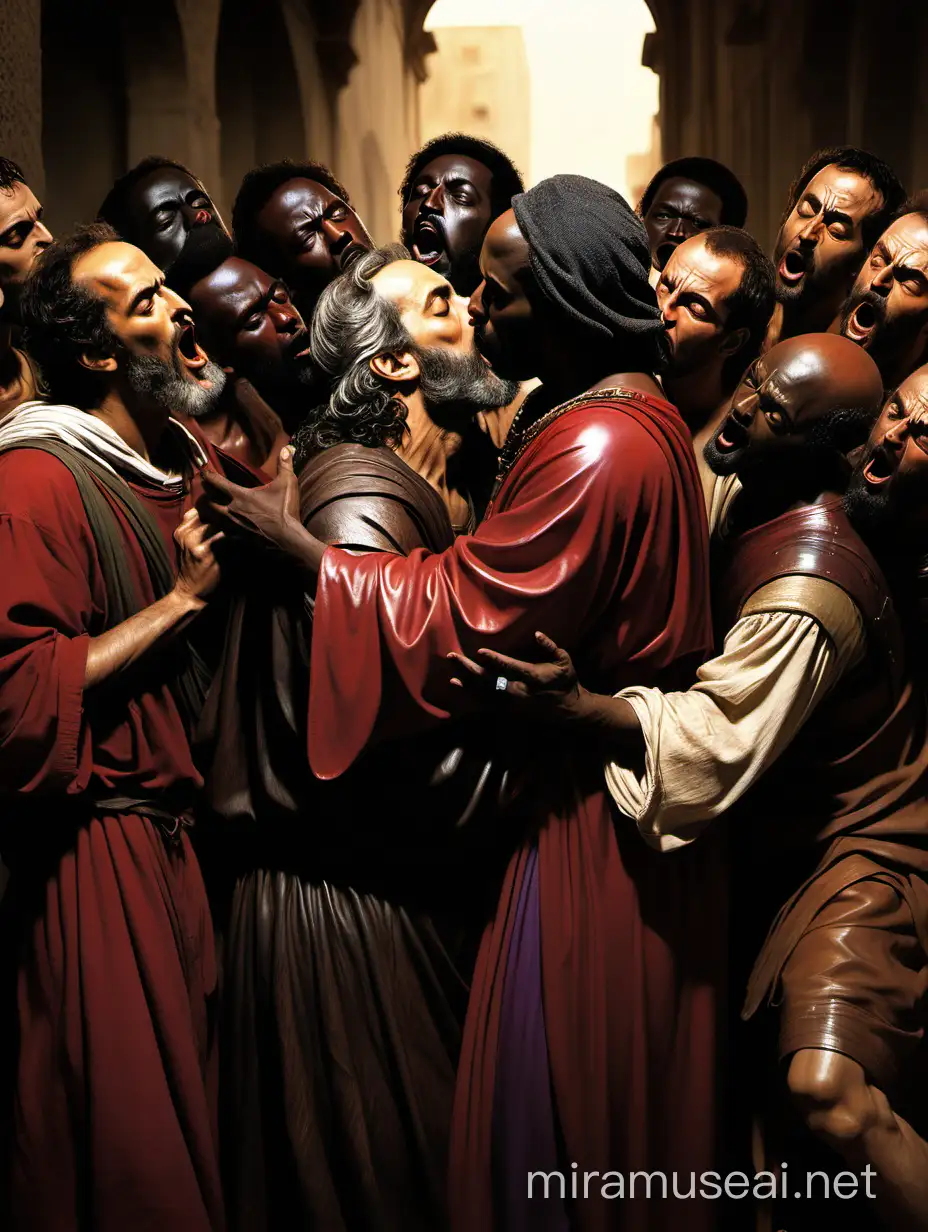 Betrayal Scene The Kiss of Judas with Black Figures