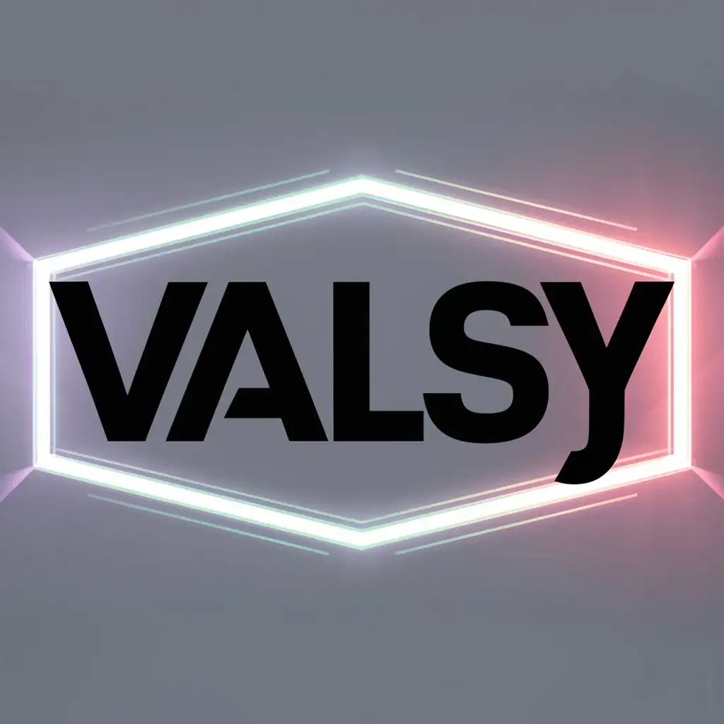 Create a logo where i can see word ( VALSY )with neon corners