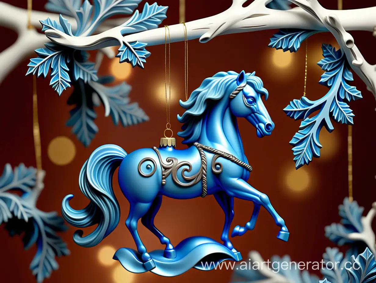 Elegant-Mythical-Horse-Christmas-Ornament-on-a-Festive-Branch