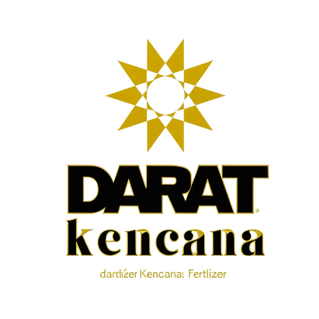 Please create a logo for a fertiliser brand called "Darat Kencana" in a minimalistic style. Please use only black, white, and gold. This fertiliser is a product of an agricultural company. Make the logo unique, creative and modern.