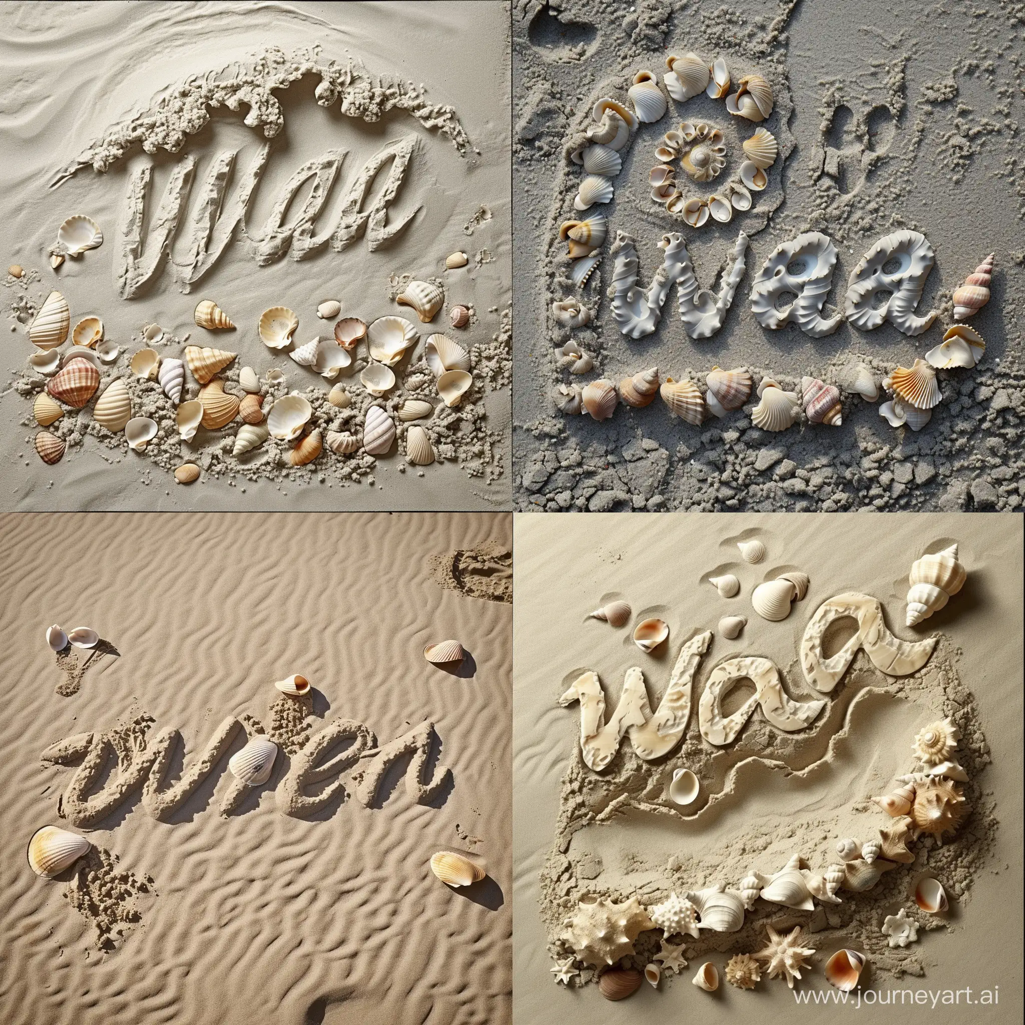 Wave - write this word on the sand using sea shells