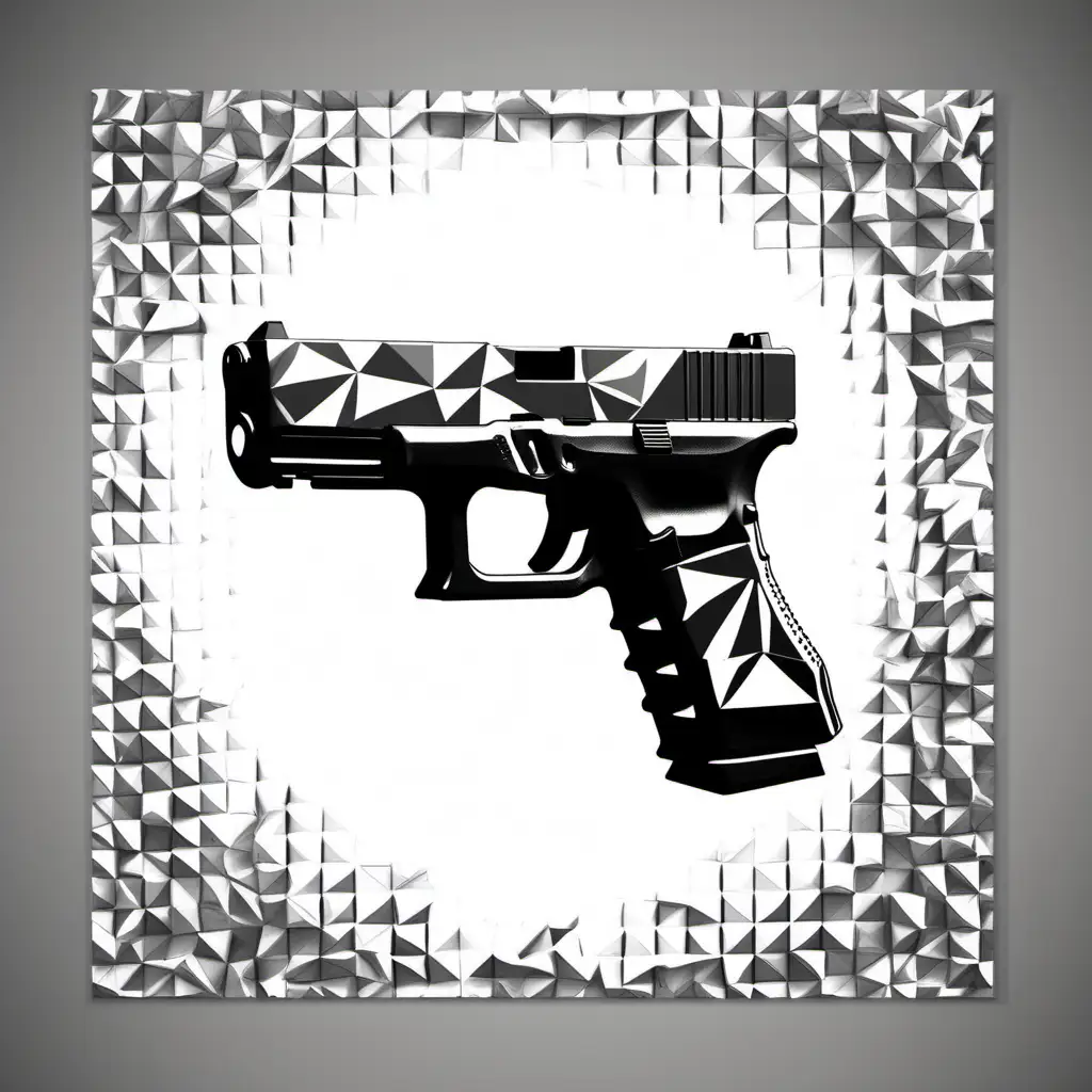 Polygon Art of Glock 17 in Black and White Triangles