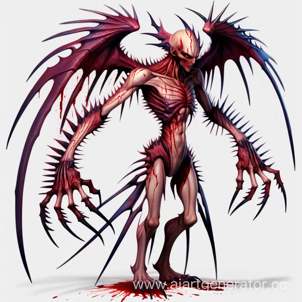 Bloody-Winged-Creature-with-Enlarged-Claws-and-Spiked-Gloves