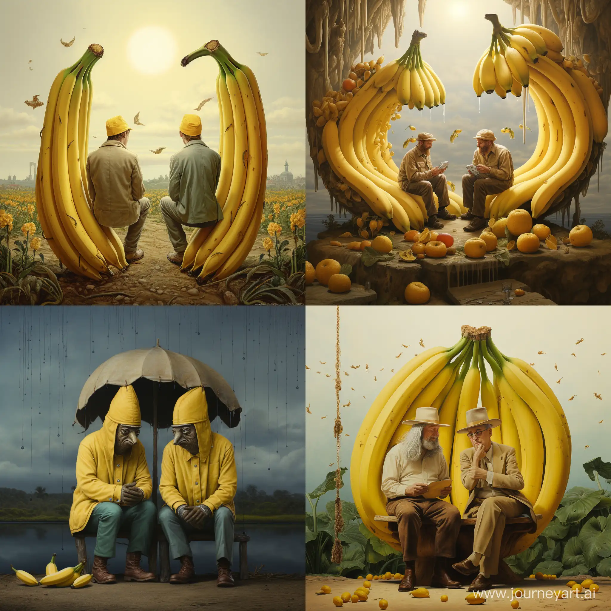 Иллюстрация, 2 банана, ::1.2, спорят о смысле жизни