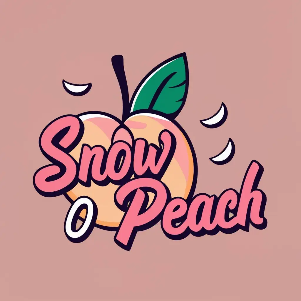 logo, peach, with the text "Snow Peach", typography