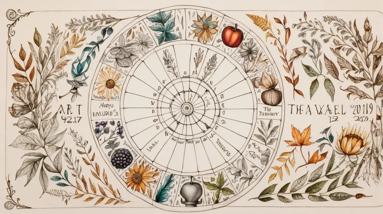 HandDrawn Wheel of the Year Art Natures Seasons in Intricate Detail