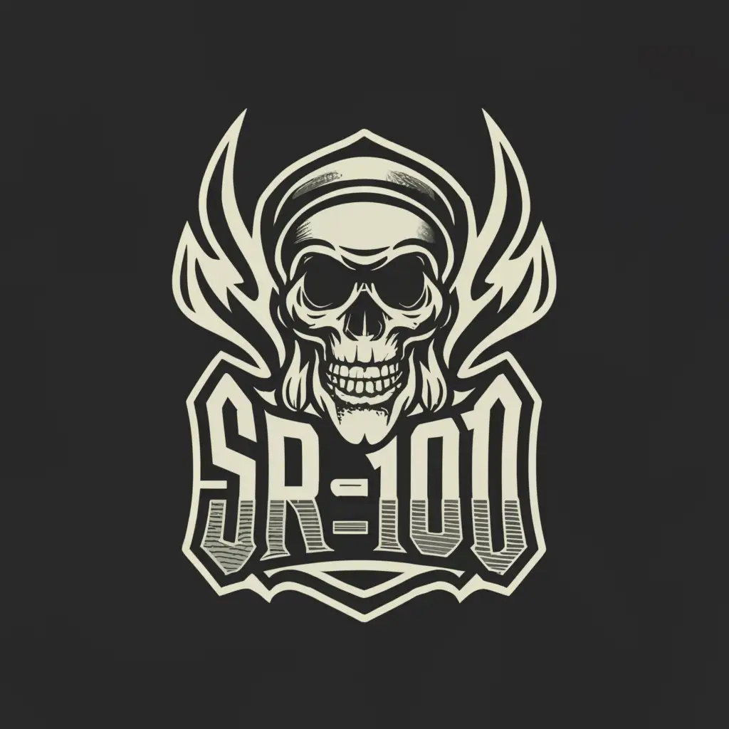 a logo design,with the text "SR-101", main symbol:A skeleton head with smoke coming out of it,Moderate,clear background