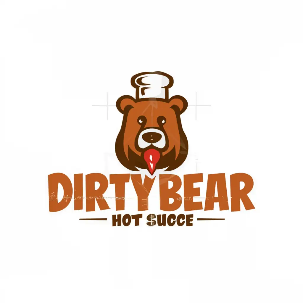 LOGO-Design-for-Dirty-Bear-Hot-Sauce-Minimalistic-Bear-and-Chili-with-Chef-Hat