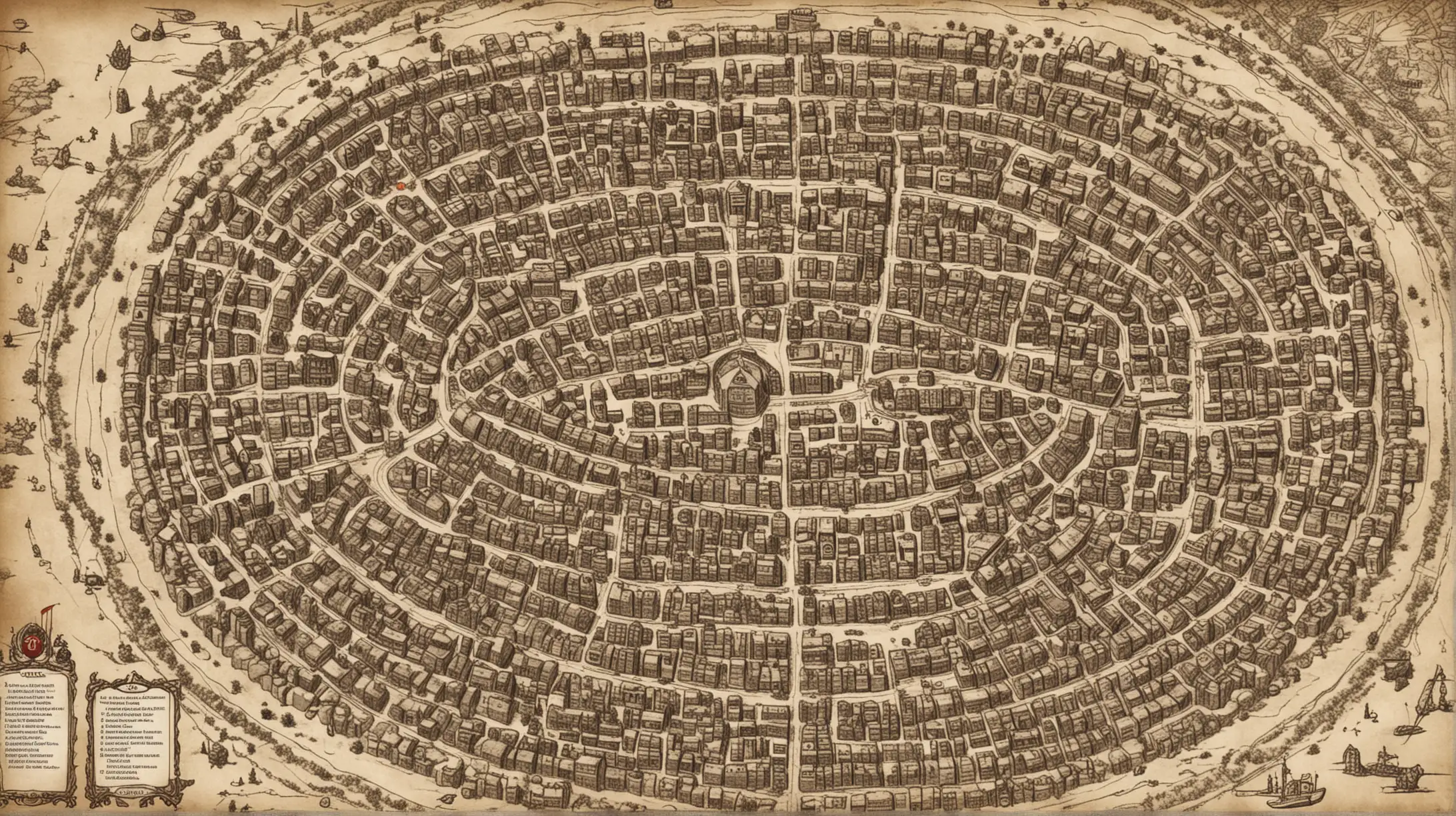 Fantasy Combat Map Round City with 25000 Inhabitants