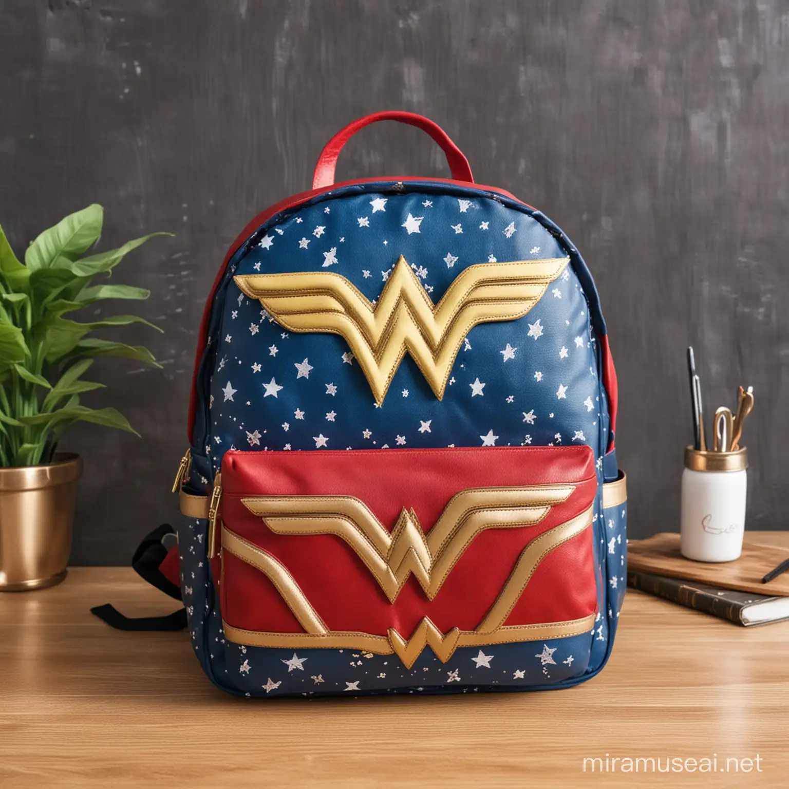 Wonder Woman Style Backpack on the Table