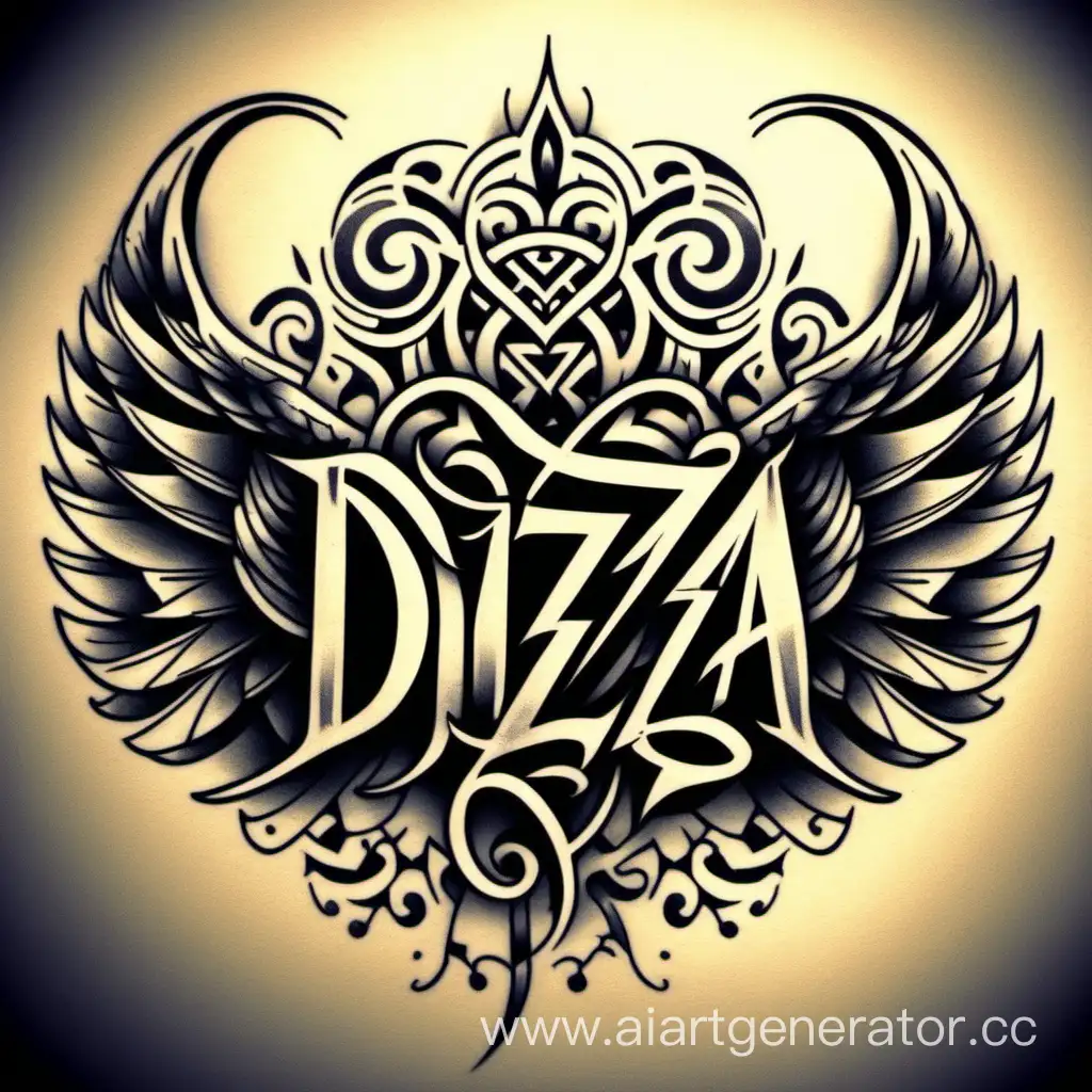 Tribal-Wing-Tattoo-Design-for-Shoulder-with-Letters-DZA