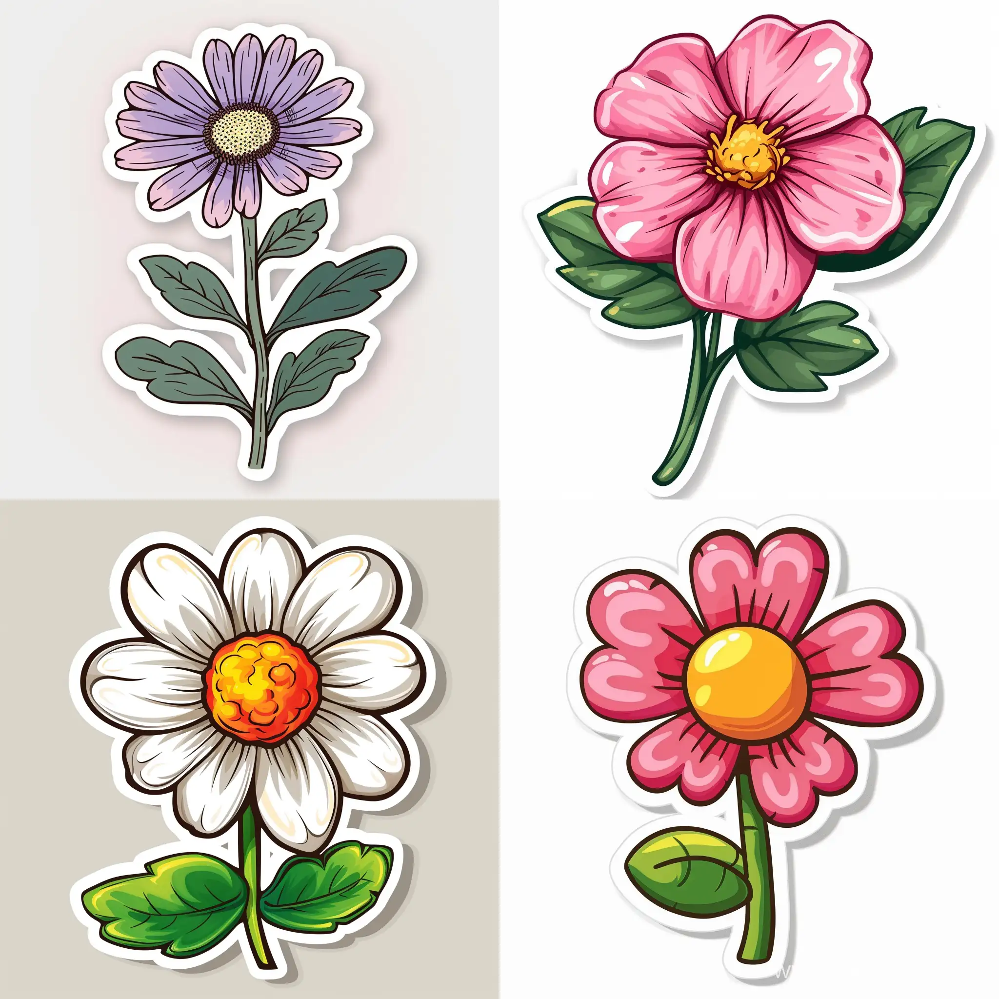 flower, cartoon sticker, in vector style
